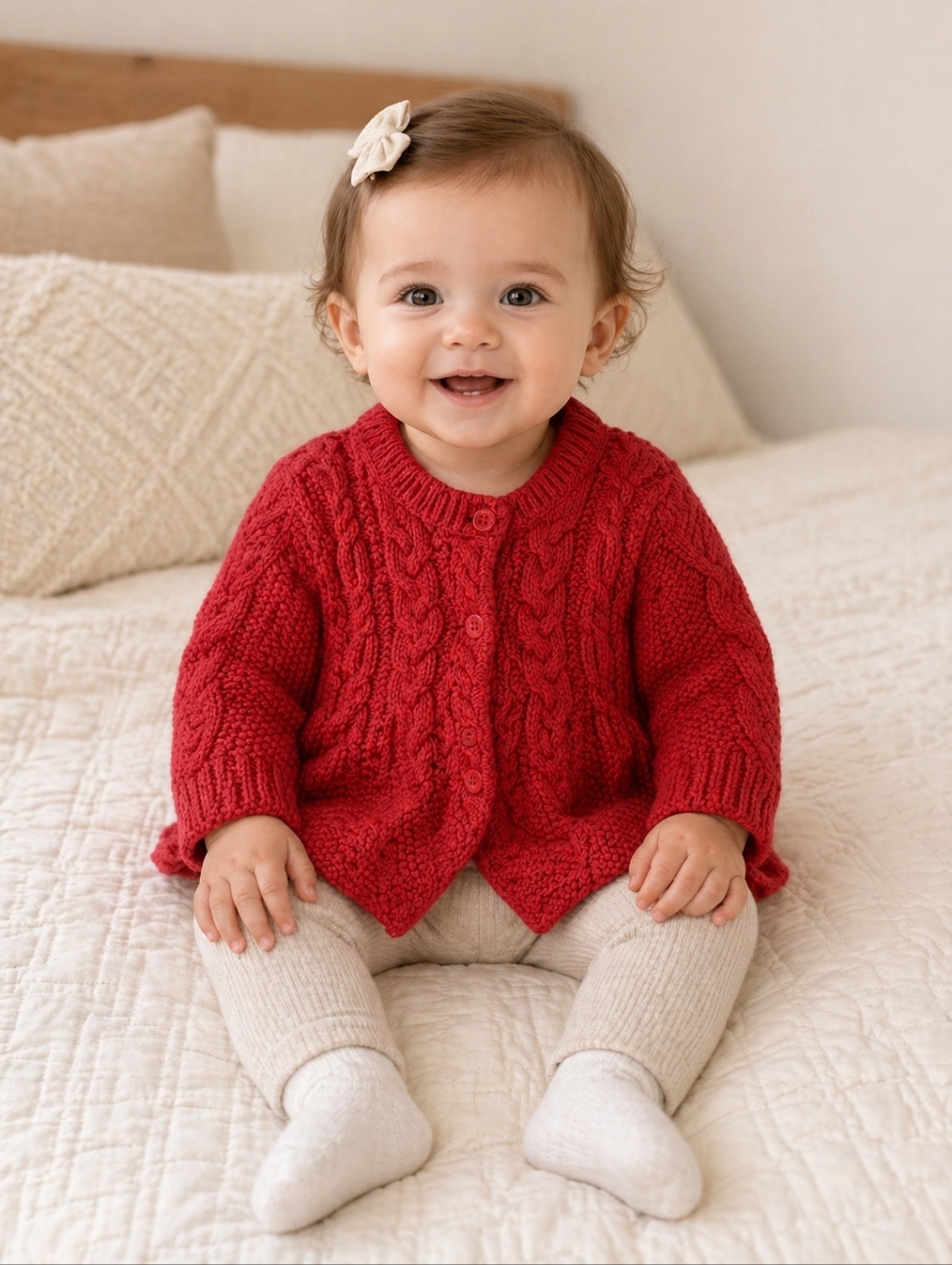 Baby GAP Red Cable Knit Baby Cardigan